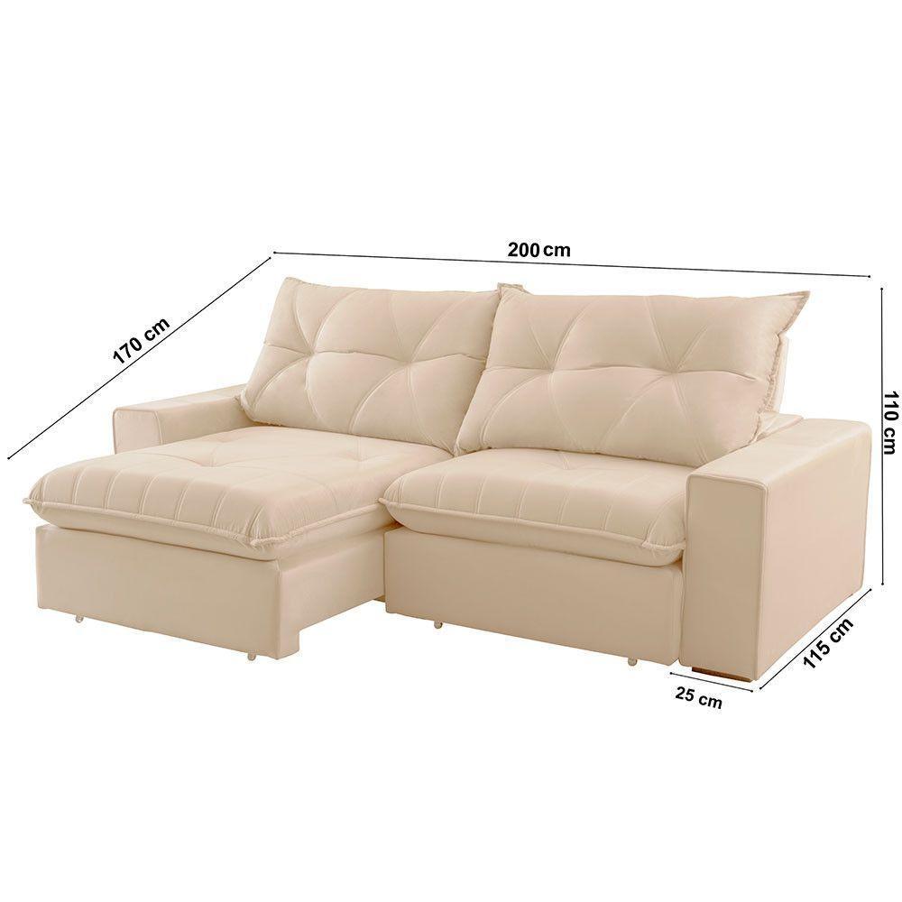 Sofá Hall Linho Dois Módulos De 100m B25cm Meu Sofá Online A294 Linho Creme - 4