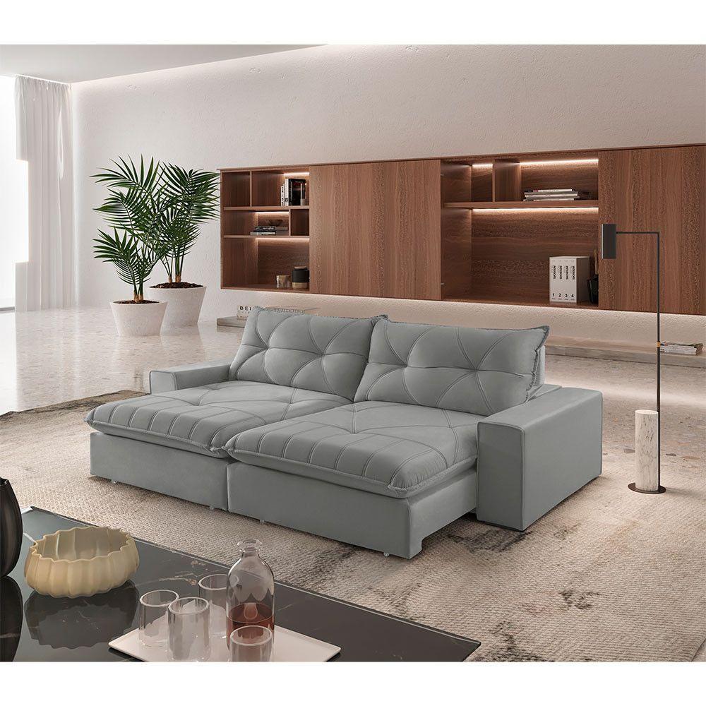 Sofá Hall Linho Dois Módulos De 100m B25cm Meu Sofá Online A230 Linho Cinza - 1