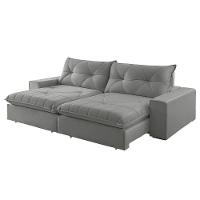 Sofá Hall Linho Dois Módulos De 100m B25cm Meu Sofá Online A230 Linho Cinza - 5