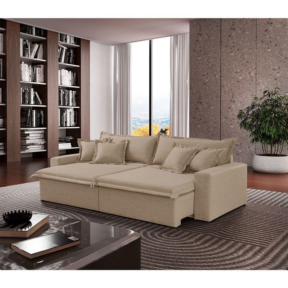 Sofá Montreal Linho 02 Módulos De 120m B25cm Meu Sofá Online A226 Linho Bege - 1