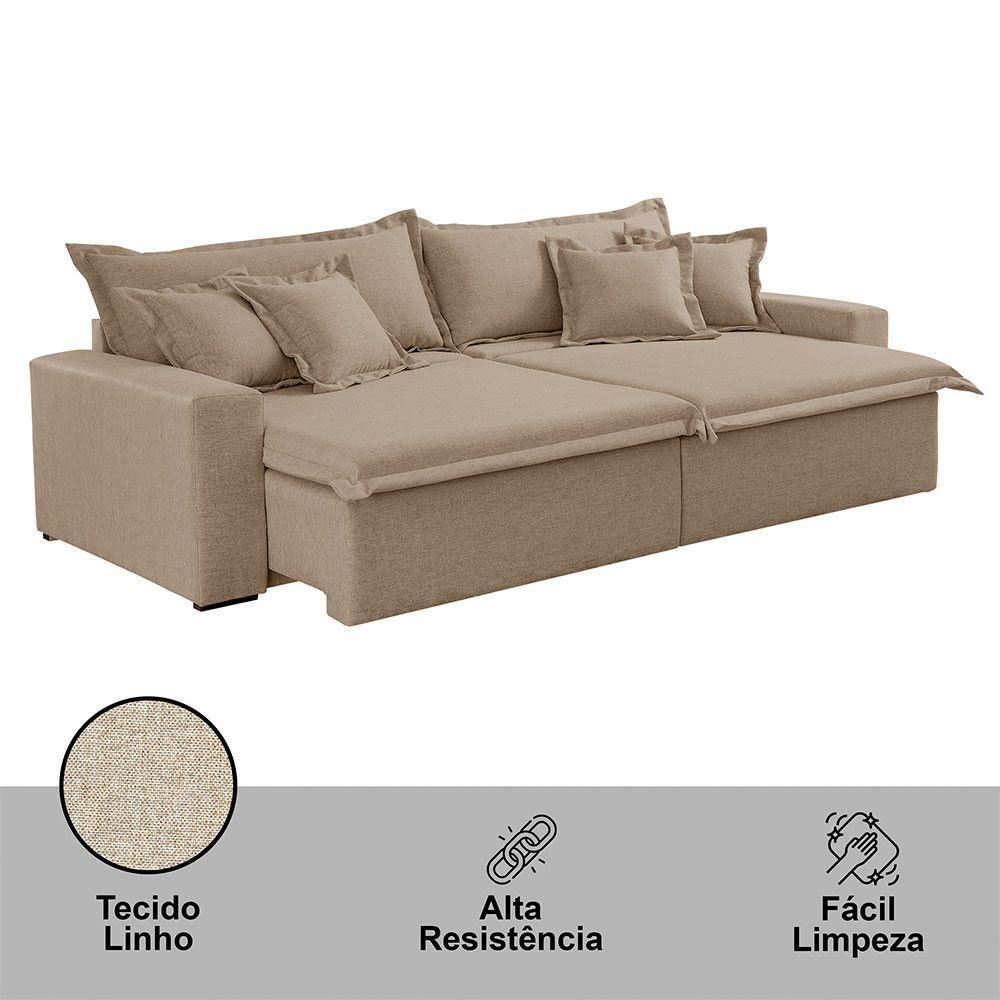 Sofá Montreal Linho 02 Módulos De 120m B25cm Meu Sofá Online A226 Linho Bege - 5