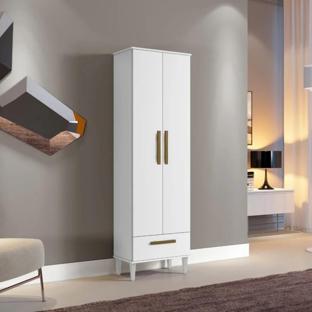 Armário Multiuso Natal 2 Portas 1 Gaveta Kaiki Móveis Branco - 3