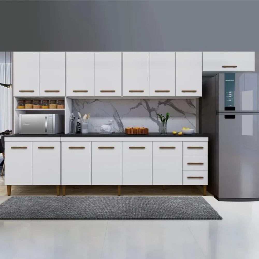 Cozinha Modulada Atenas 14 Portas 3 Gavetas Kaiki Móveis Branco - 6