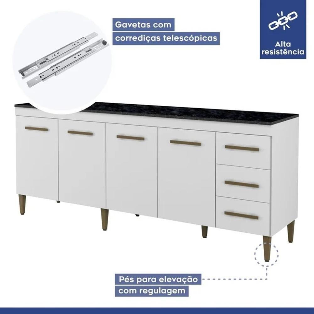 Cozinha Compacta Atenas 9 Portas 3 Gavetas Kaiki Móveis Branco - 4