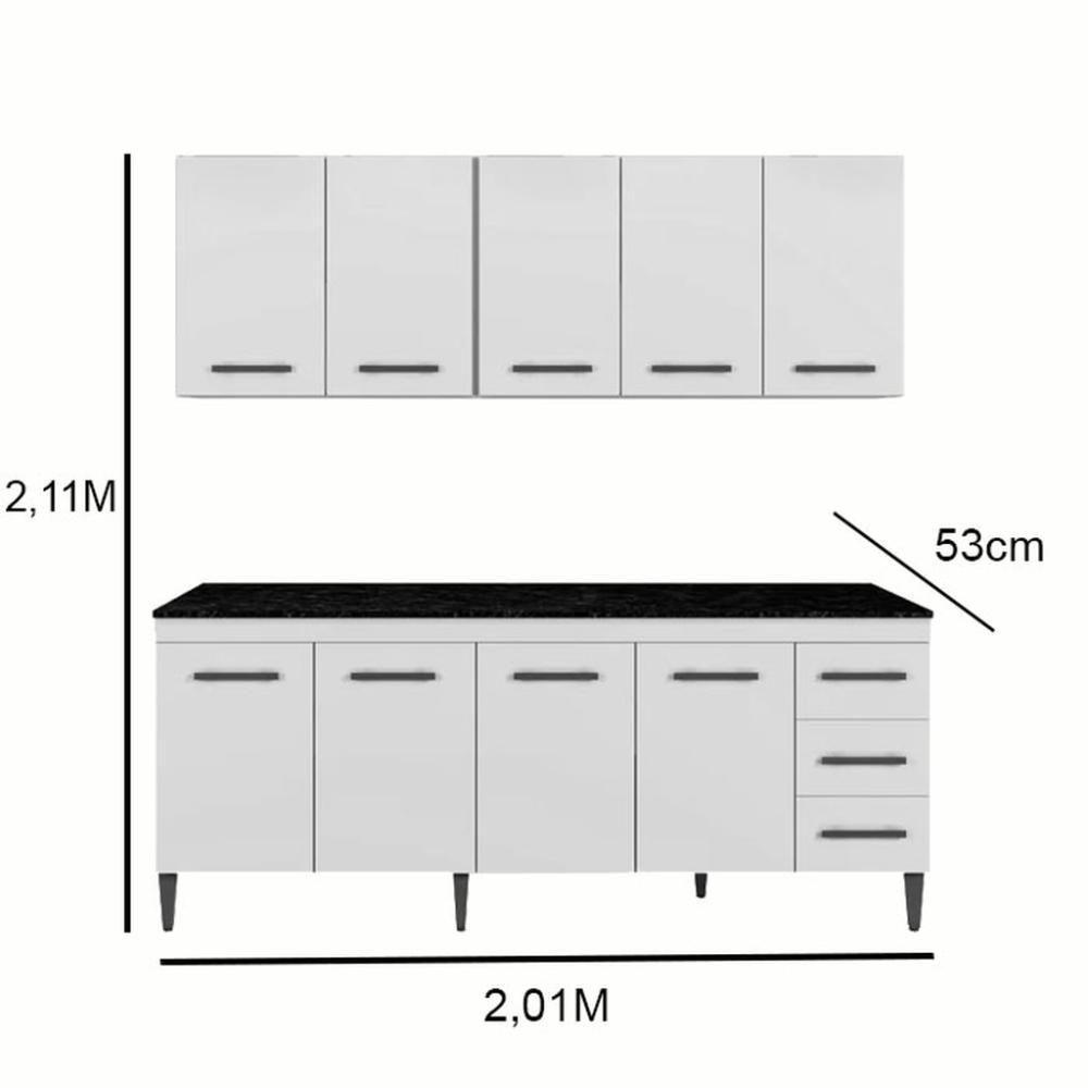 Cozinha Compacta Atenas 9 Portas 3 Gavetas Kaiki Móveis Branco - 5