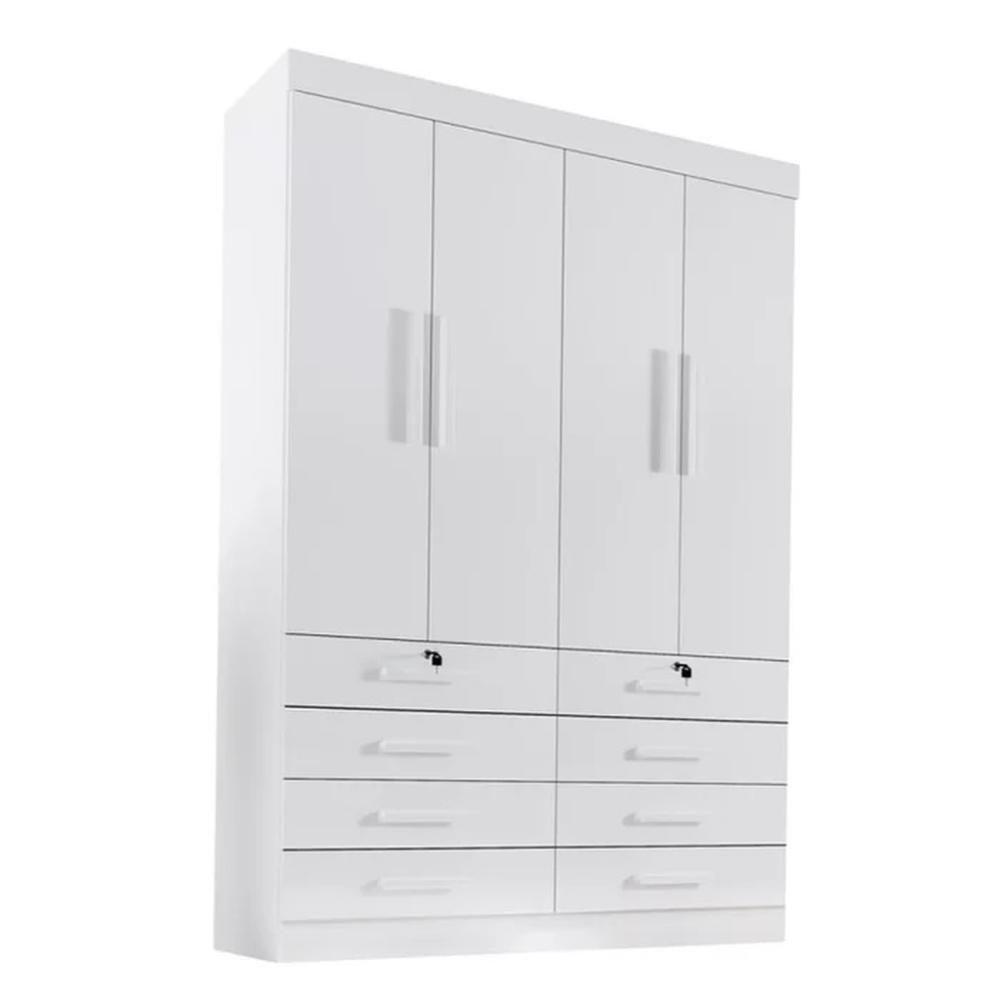 Guarda Roupa 4 Portas 8 Gavetas Mônaco D'doro Branco - 1