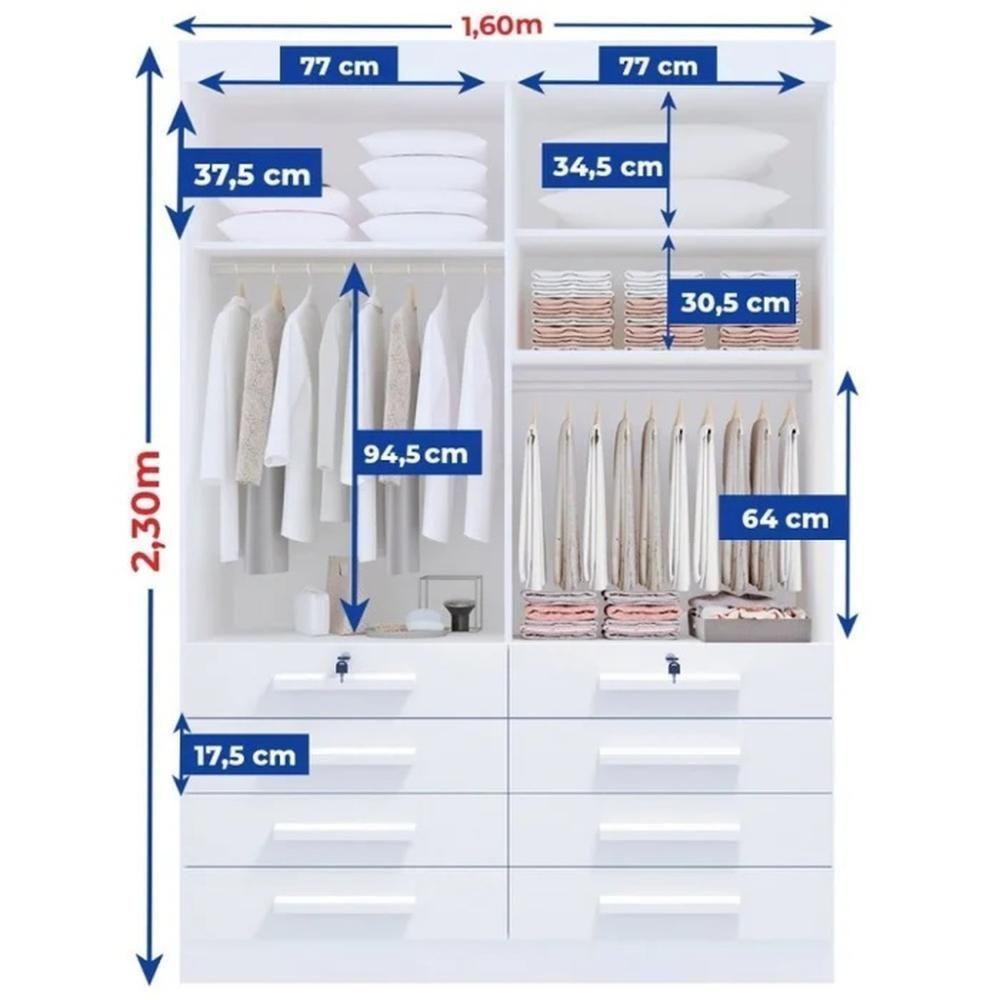 Guarda Roupa 4 Portas 8 Gavetas Mônaco D'doro Branco - 2