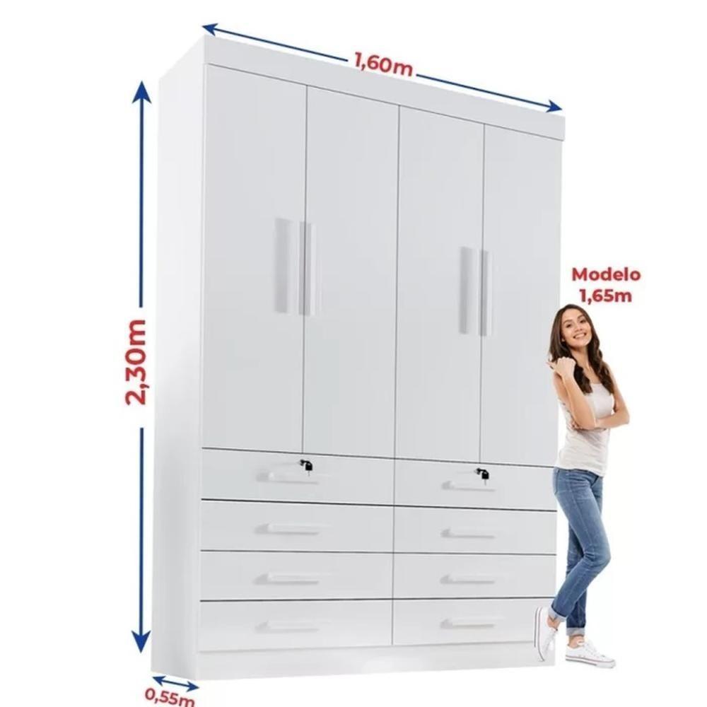 Guarda Roupa 4 Portas 8 Gavetas Mônaco D'doro Branco - 4
