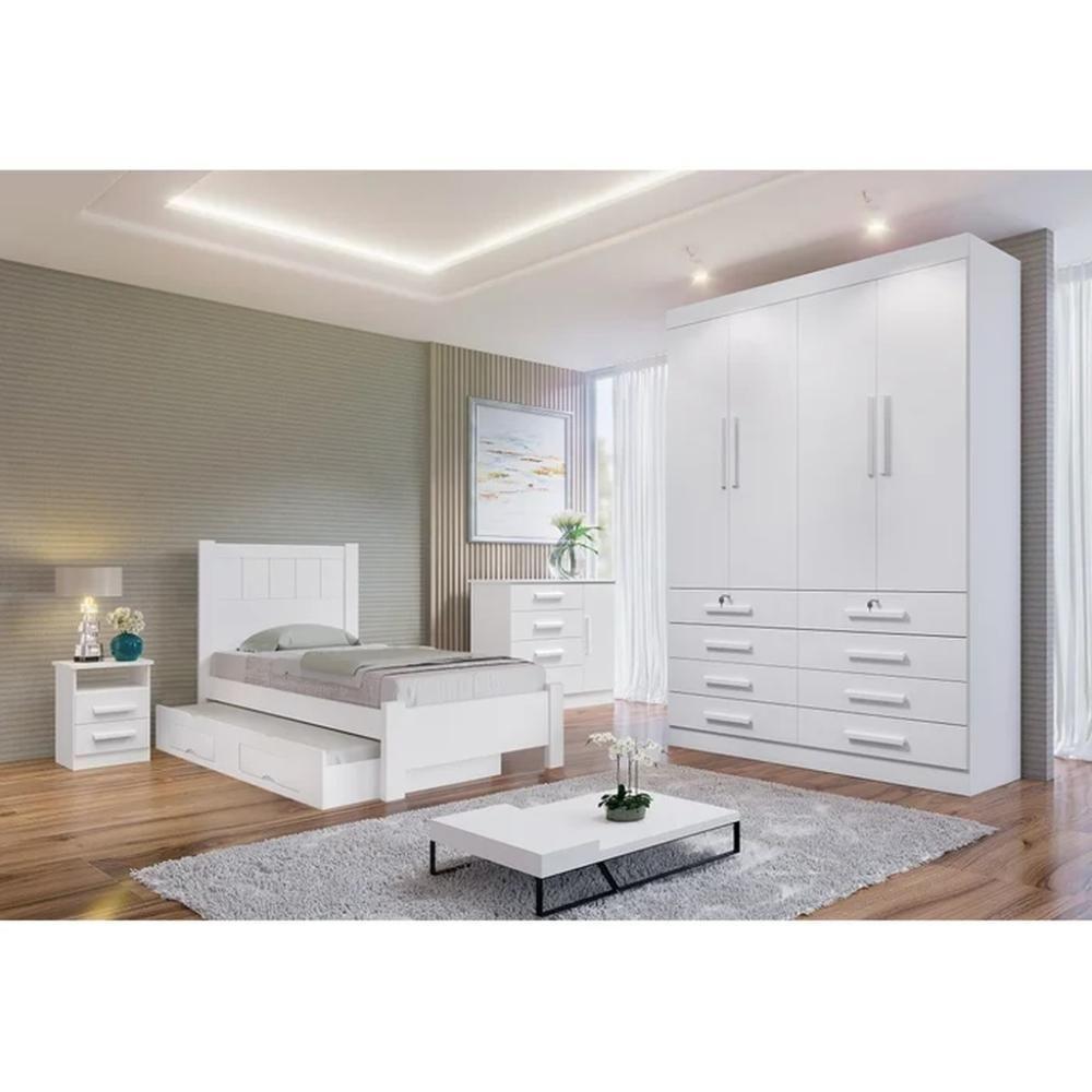 Guarda Roupa 4 Portas 8 Gavetas Mônaco D'doro Branco - 5