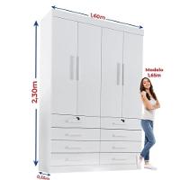 Guarda Roupa 4 Portas 8 Gavetas Mônaco D'doro Branco