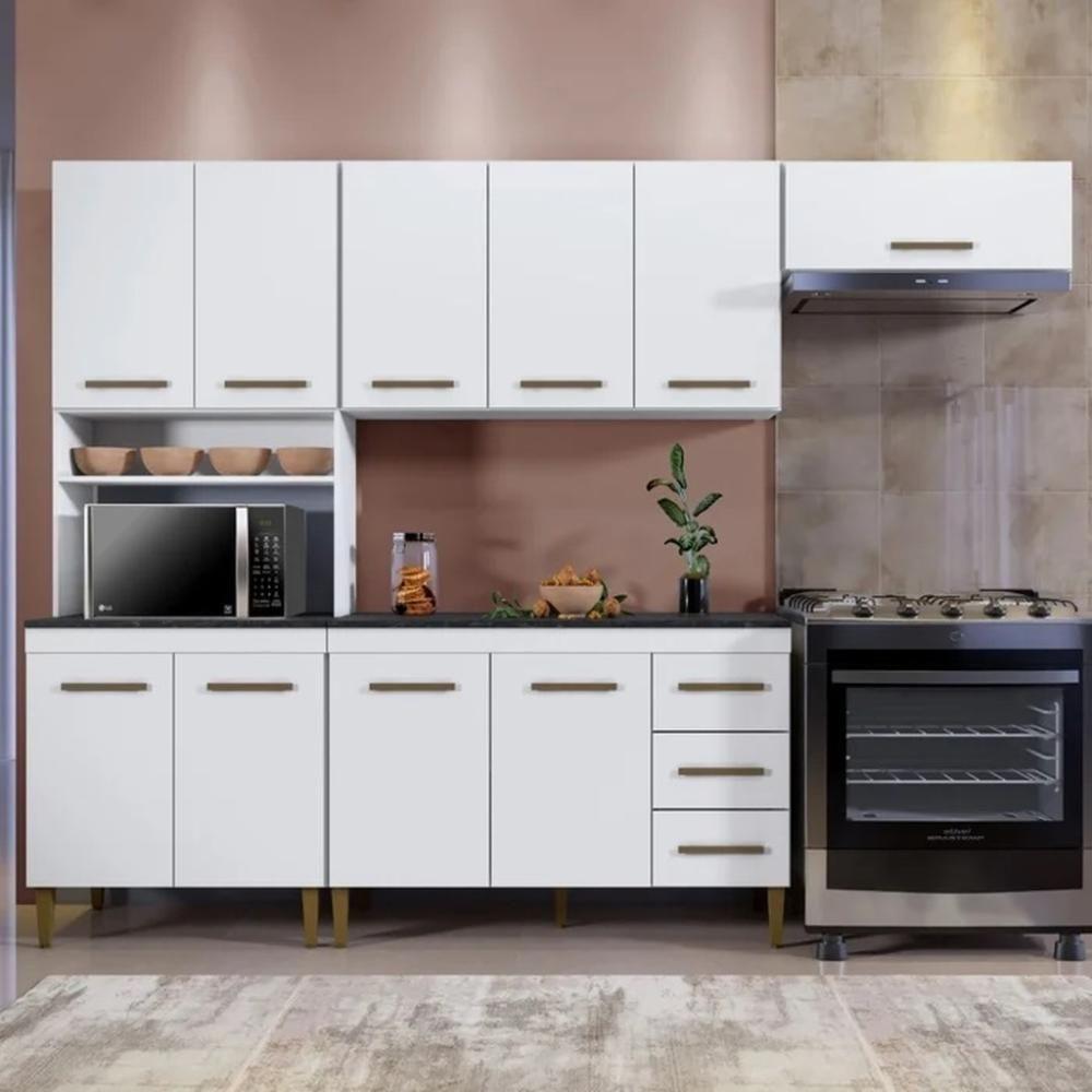 Cozinha Modulada Atenas 10 Portas 3 Gavetas Kaiki Móveis Branco - 8