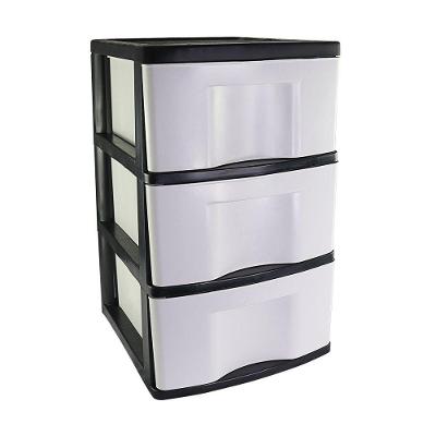 Gaveteiro De Chão Com 3 Gavetas Preto E Branco