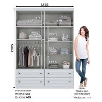 Guarda Roupa Henn Americano 4 Portas 4 Gavetas Branco