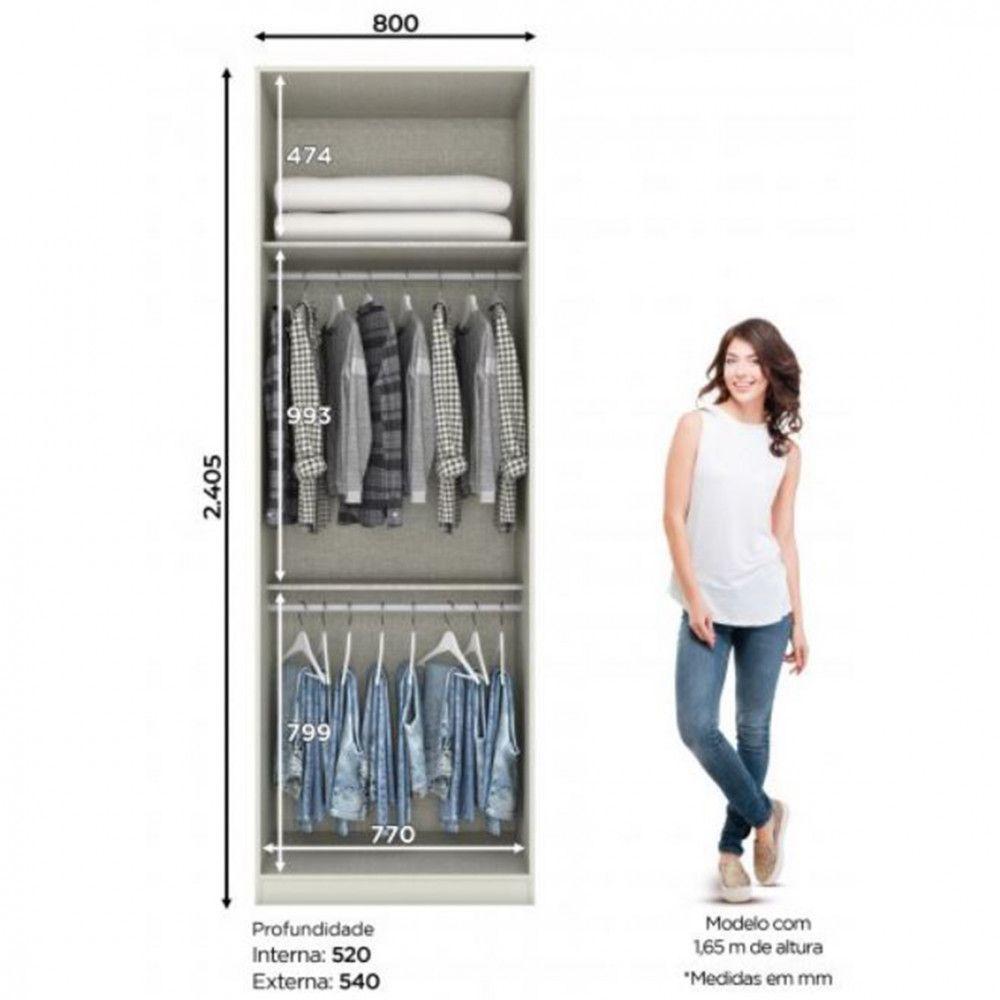 Guarda Roupa Henn Seletto 2 Portas Com Espelho Areia - 2