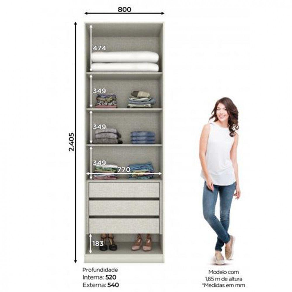 Guarda Roupa Henn Selleto 2 Portas 3 Gavetas Sem Espelho Areia - 2