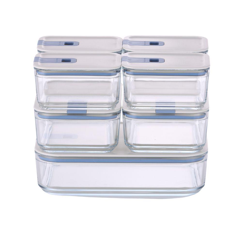Conjunto De Potes De Vidro Herméticos Retangulares - 7 Unidades - Tampa Com Alavanca - 2