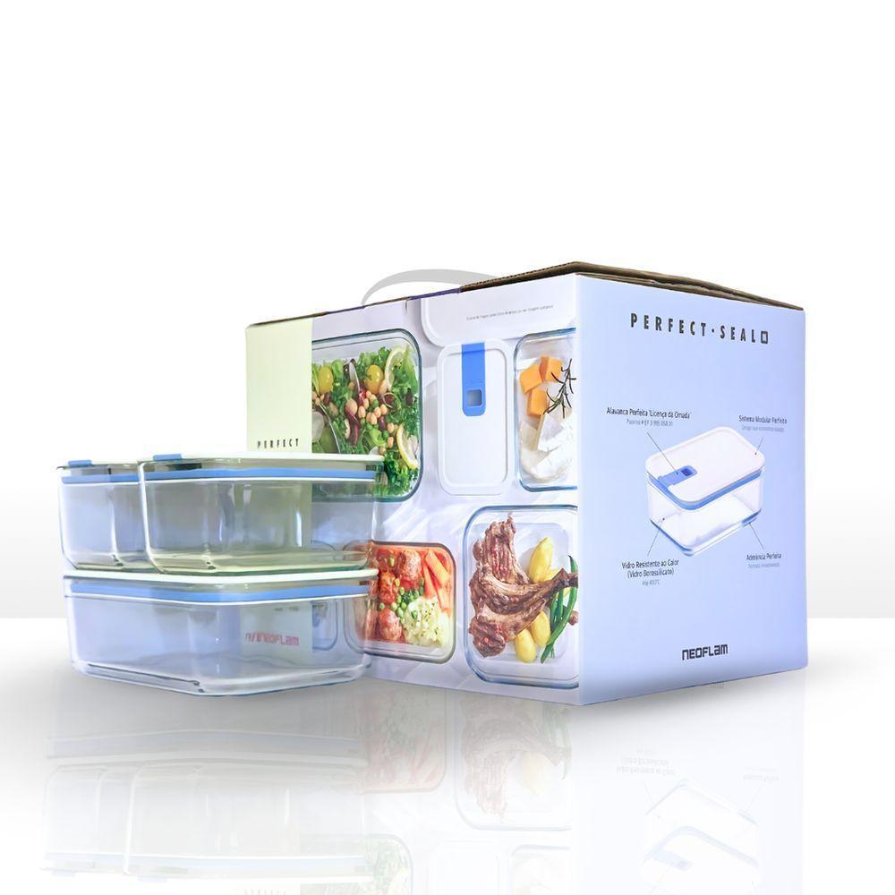 Conjunto De Potes De Vidro Herméticos Retangulares - 7 Unidades - Tampa Com Alavanca - 5