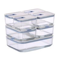 Conjunto De Potes De Vidro Herméticos Retangulares - 7 Unidades - Tampa Com Alavanca - 1