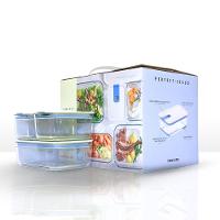 Conjunto De Potes De Vidro Herméticos Retangulares - 7 Unidades - Tampa Com Alavanca - 5