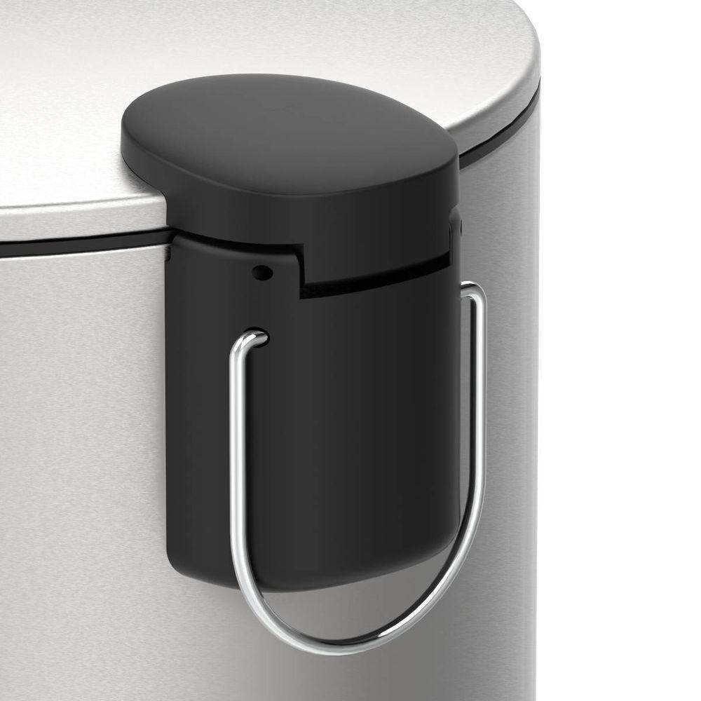 Lixeira Com Pedal E Balde 3l Aço Inoxidável Escovado Linha Spin Brinox Aço Inoxidável - 4