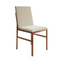 Conjunto De Jantar Mesa Mônaco 90cm Tampo Preto Com 4 Cadeiras Bege Base Cobre Preto - 2