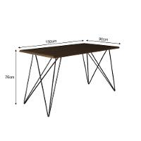 Mesa Jantar Industrial Trama 1,40x0,80m Amêndoa Com 4 Cadeiras Estofadas Vitória Bege E Preta Marrom - 2