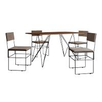 Mesa Jantar Industrial Trama 1,40x0,80m Amêndoa Com 4 Cadeiras Estofadas Vitória Bege E Preta Marrom - 6