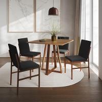 Conjunto De Jantar Mesa Mônaco 90cm Tampo Imbuia Com 4 Cadeiras Pretas Base Cobre Preto - 1