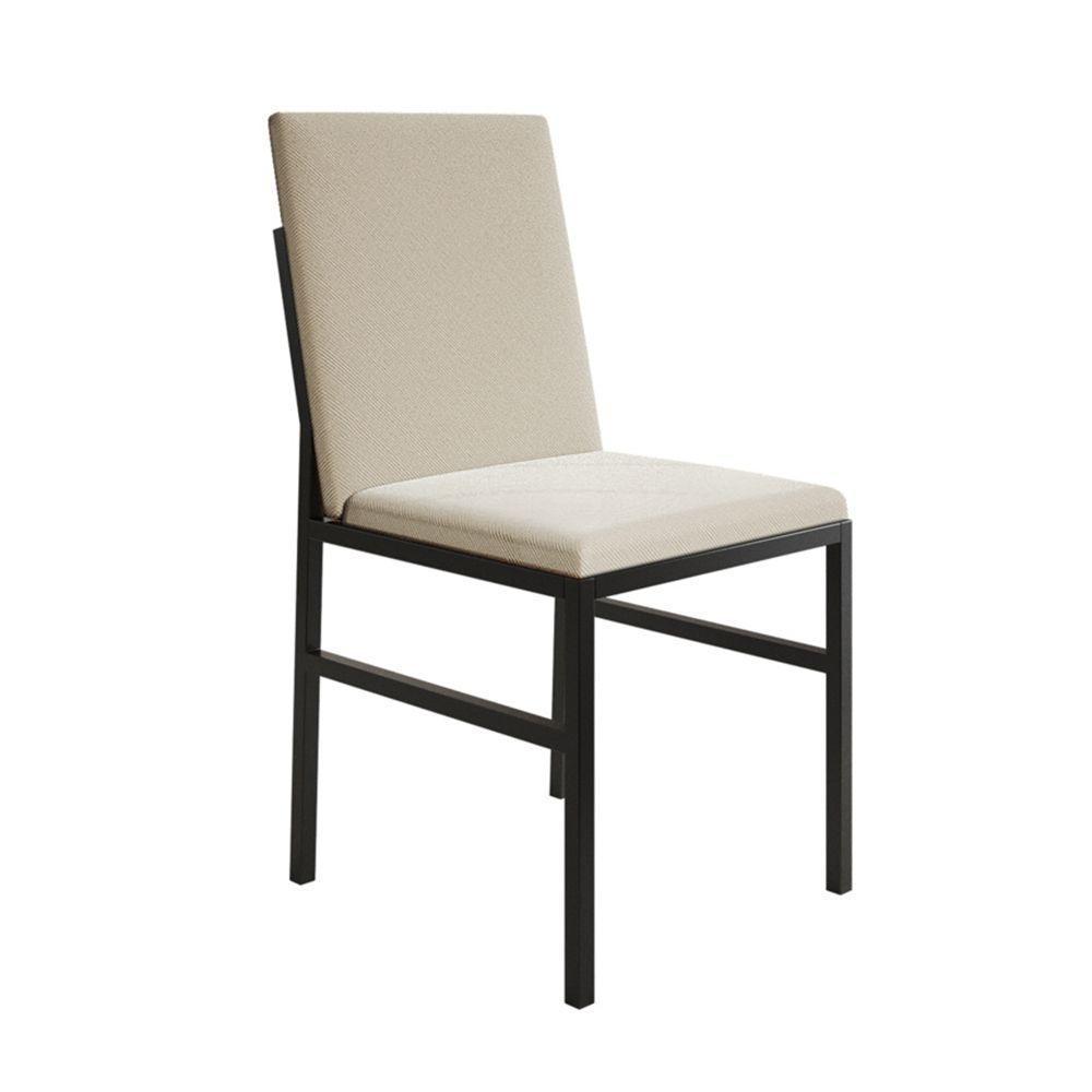 Conjunto De Jantar Mesa Mônaco 90cm Tampo Imbuia Com 4 Cadeiras Estofadas Bege Preto - 2