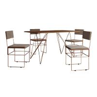 Mesa Jantar Industrial Trama 1,40x0,80m Amêndoa Com 4 Cadeiras Estofadas Vitória Bege E Cobre Marrom - 6