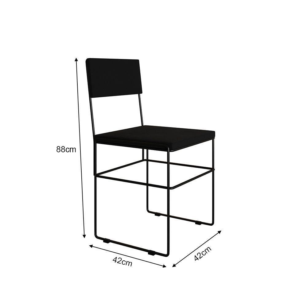Mesa Jantar Industrial Trama 1,40x0,80m Amêndoa Com 4 Cadeiras Estofadas Vitória Preta Marrom - 3