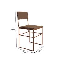 Mesa Jantar Industrial Trama 1,40x0,80m Amêndoa Com 4 Cadeiras Estofadas Vitória Marrom E Cobre Marrom - 3