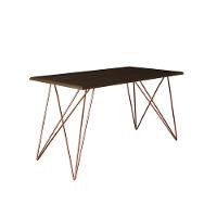 Mesa Jantar Industrial Trama 1,40x0,80m Amêndoa Com 4 Cadeiras Estofadas Vitória Marrom E Cobre Marrom