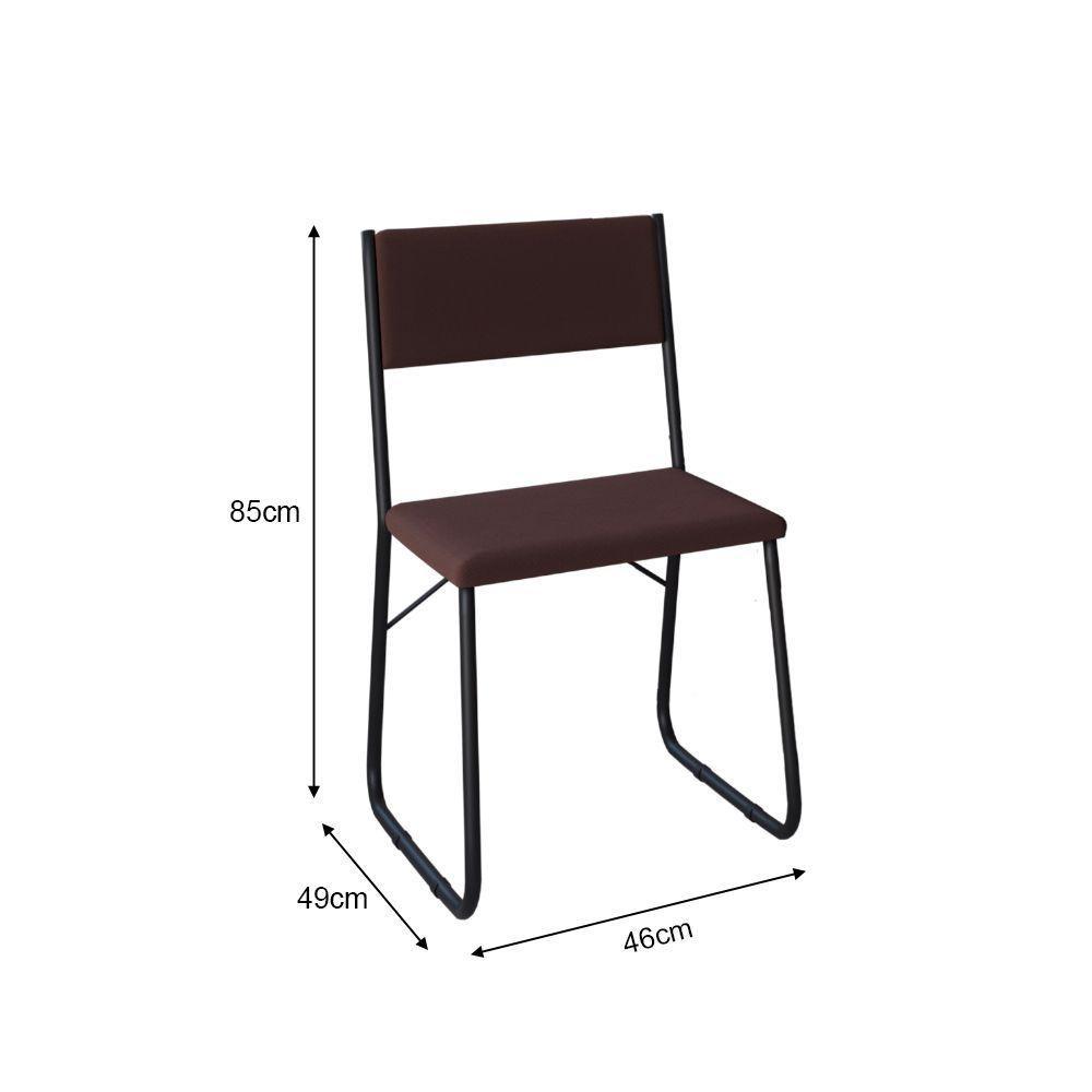 Mesa Jantar Paraty 137cm Tampo Preto Com 4 Cadeiras Angra Estofadas Preta E Marrom Preto - 3