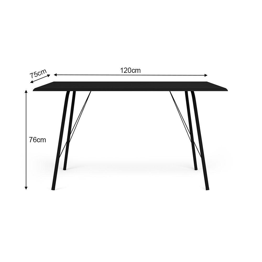 Mesa Jantar Paraty 120cm Tampo Preto Com 4 Cadeiras Angra Estofadas Preta E Marrom Preto - 2