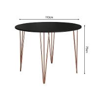 Mesa Com 4 Cadeiras Katrina Cobre Elen Hairpin 110cm Jantar Preta Base Cobre Marrom - 2