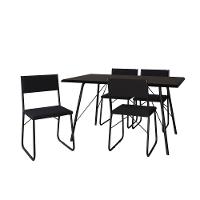 Mesa Jantar Paraty 137cm Tampo Preto Com 4 Cadeiras Angra Estofadas Preto - 6