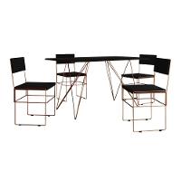 Mesa Jantar Industrial Trama 1,40x0,80m Preta Com 4 Cadeiras Estofadas Vitória Cobre E Preta Marrom - 6