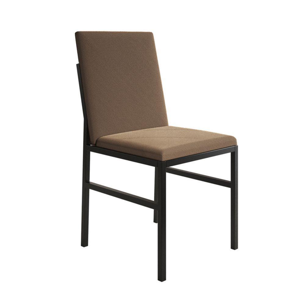 Conjunto De Jantar Mesa Mônaco 90cm Tampo Imbuia Com 4 Cadeiras Estofadas Marrom Preto - 4