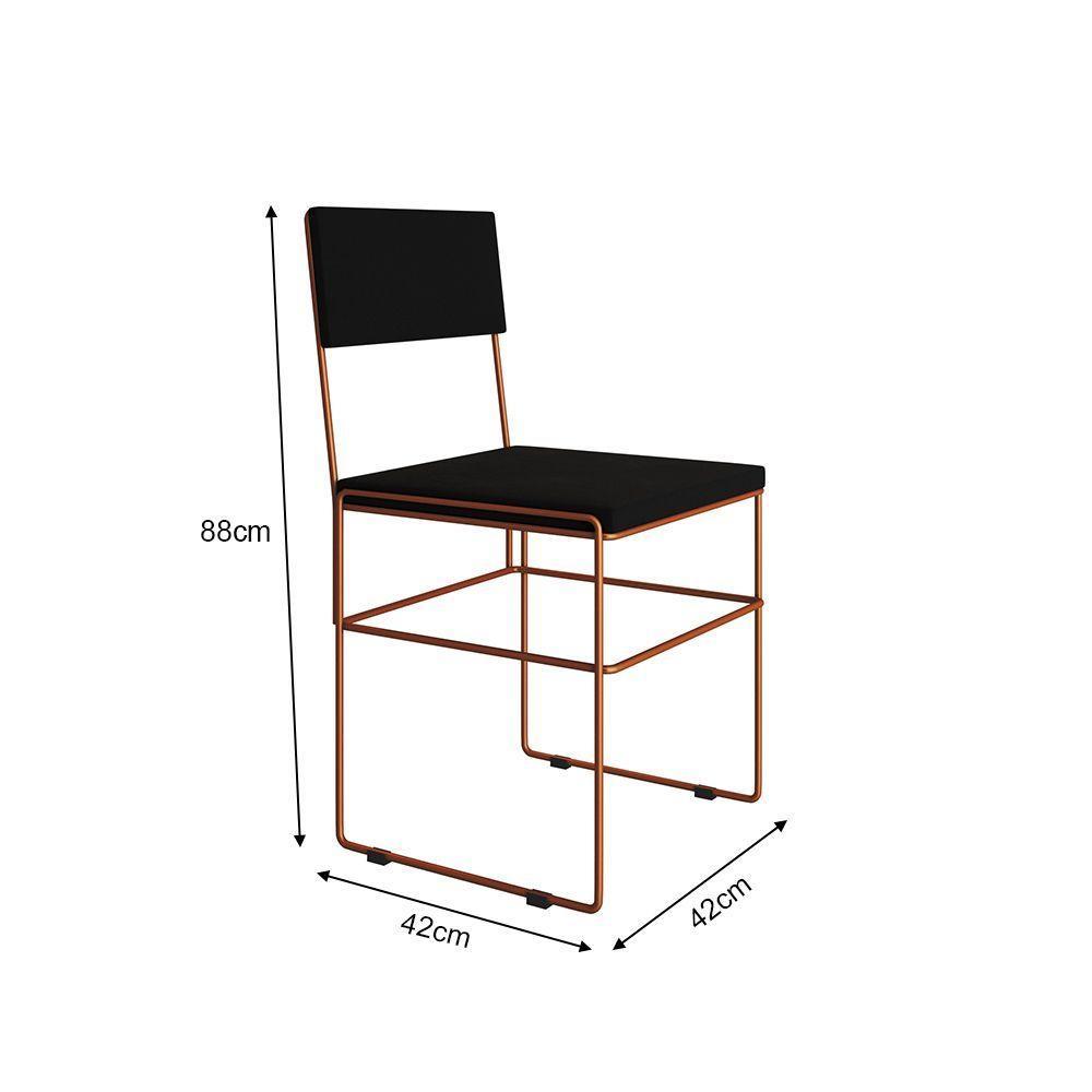 Mesa Jantar Industrial Trama 1,40x0,80m Amêndoa Com 4 Cadeiras Estofadas Vitória Cobre E Preta Marrom - 3