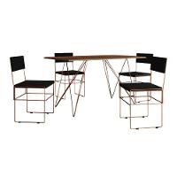 Mesa Jantar Industrial Trama 1,40x0,80m Amêndoa Com 4 Cadeiras Estofadas Vitória Cobre E Preta Marrom - 6