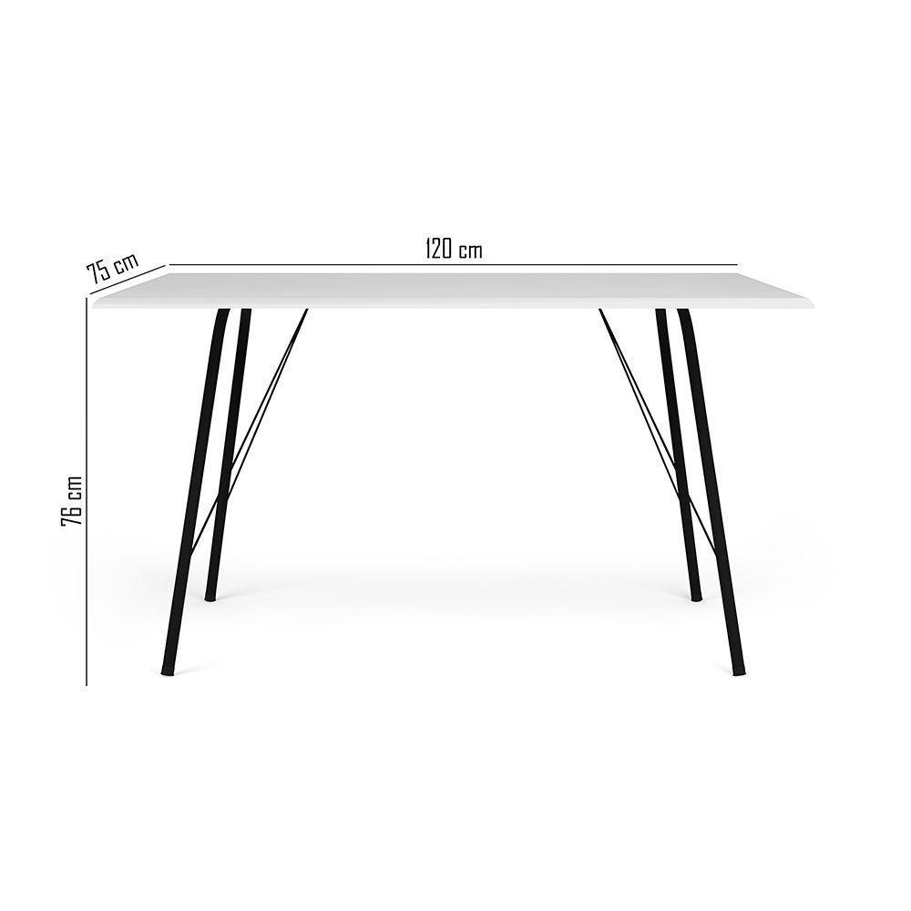 Mesa Sala De Jantar Paraty Preto 120x75cm Tampo Branco - 2
