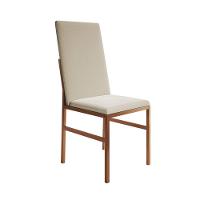 Conjunto De Jantar Mesa Mônaco Premium 90cm Preta Com 4 Cadeiras Estofadas Bege Base Cobre Preto - 2