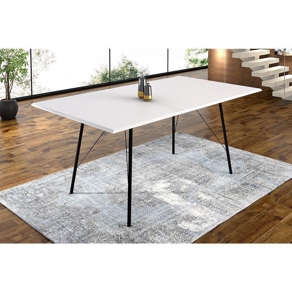 Mesa Sala De Jantar Paraty Preto 150x90cm Tampo Branco - 1