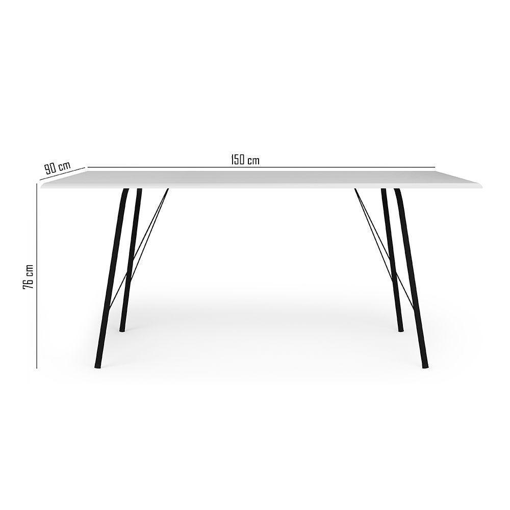 Mesa Sala De Jantar Paraty Preto 150x90cm Tampo Branco - 2