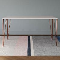 Mesa De Jantar Elen 140x80cm Tampo Branco Com Base Cobre Branco - 4