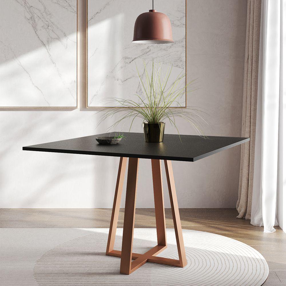 Mesa De Jantar Mônaco 110cm Tampo Preto Pés Cobre Preto - 1