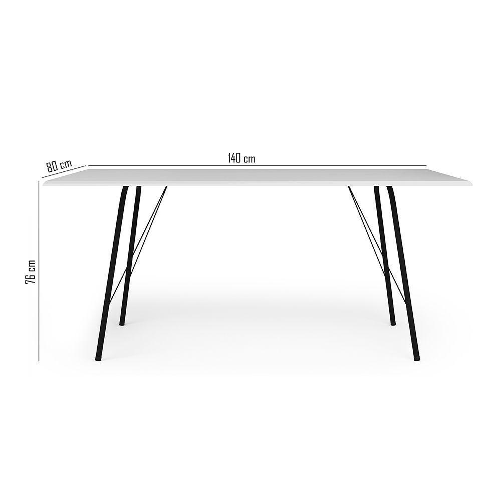 Mesa Sala De Jantar Paraty Preto 140x80cm Tampo Branco - 2