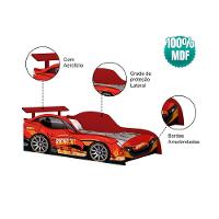 Cama Carro Solteiro Racing Car Para Meninos Vermelho Racing Car Relâmpago Vermelho - 4