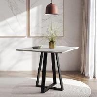 Mesa De Jantar Mônaco 90cm Branca Base Preta Branco - 1